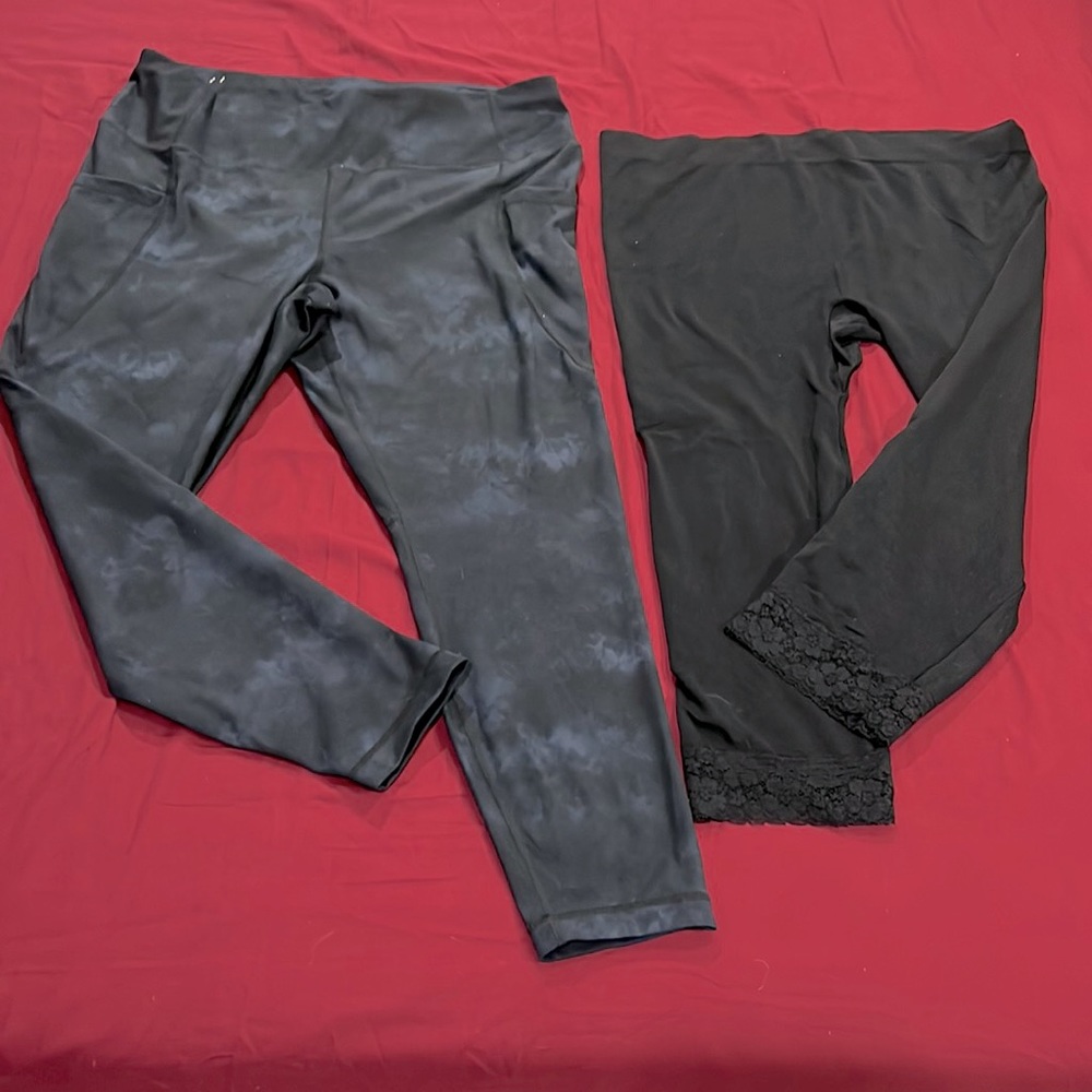 Size 2X leggings one black and one blue & black